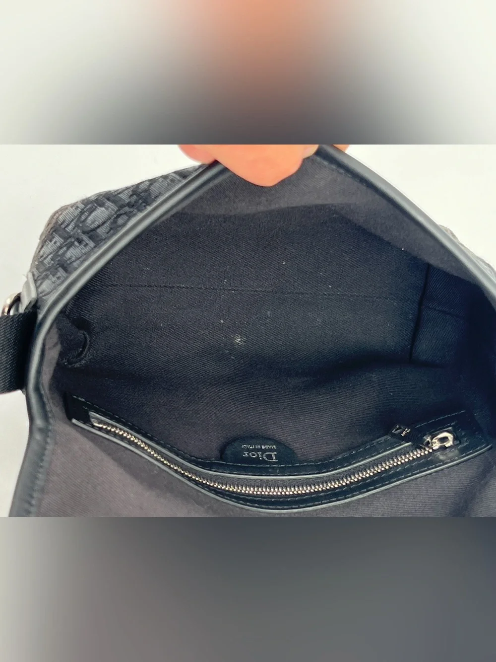 Christian Dior Mini Jett Messenger Bag With Flap Oblique Jacquard And Calfskin
